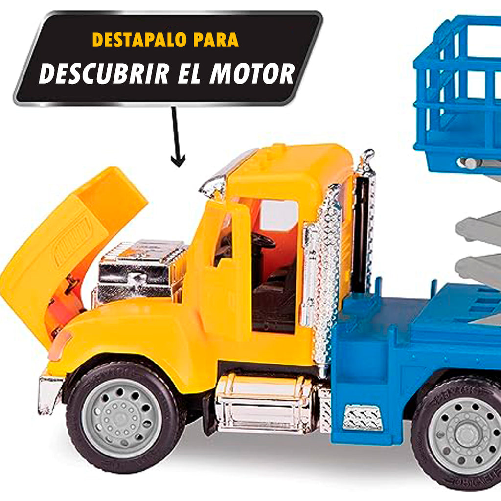 Camión elevador de juguete amarillo, WH1190 Micro scissor lift truck marca DRIVEN by Battat
