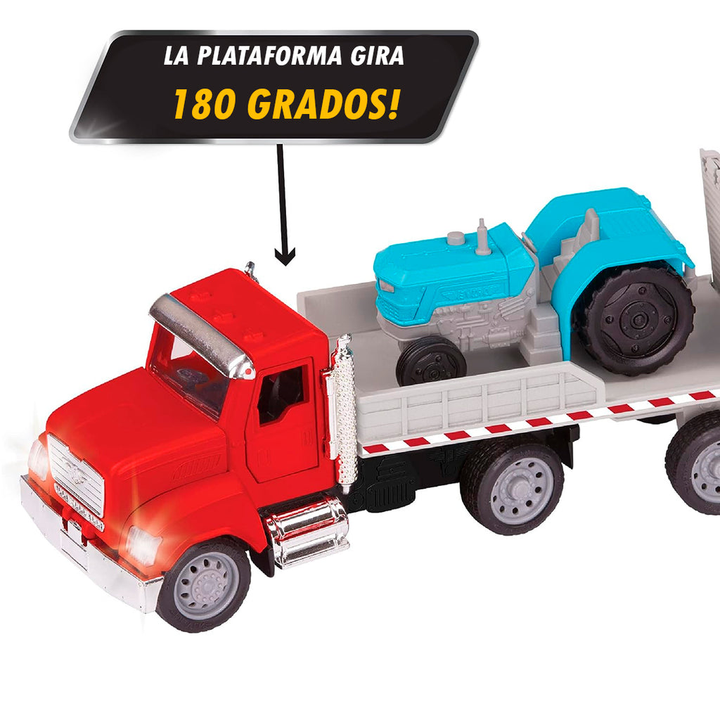 camion de juguete pequeño rojo -WH1186z micro flatbed truck driven by Battat