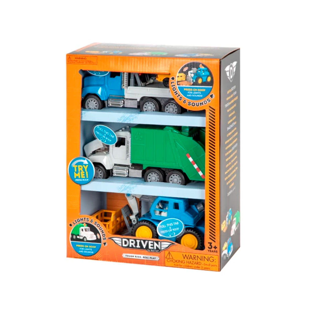 conjunto de camiones de trabajo de juguete- wh1180Z micro urban worker fleet Driven by Battat